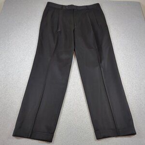 Vtg Brooks Brothers Pants Mens 36x29 Black 100% Wool Pleated Cuffed Made In USA